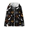 Women's Long Sleeve Halloween Printed Sweatshirt Pocket Zipper Hooded Jacket