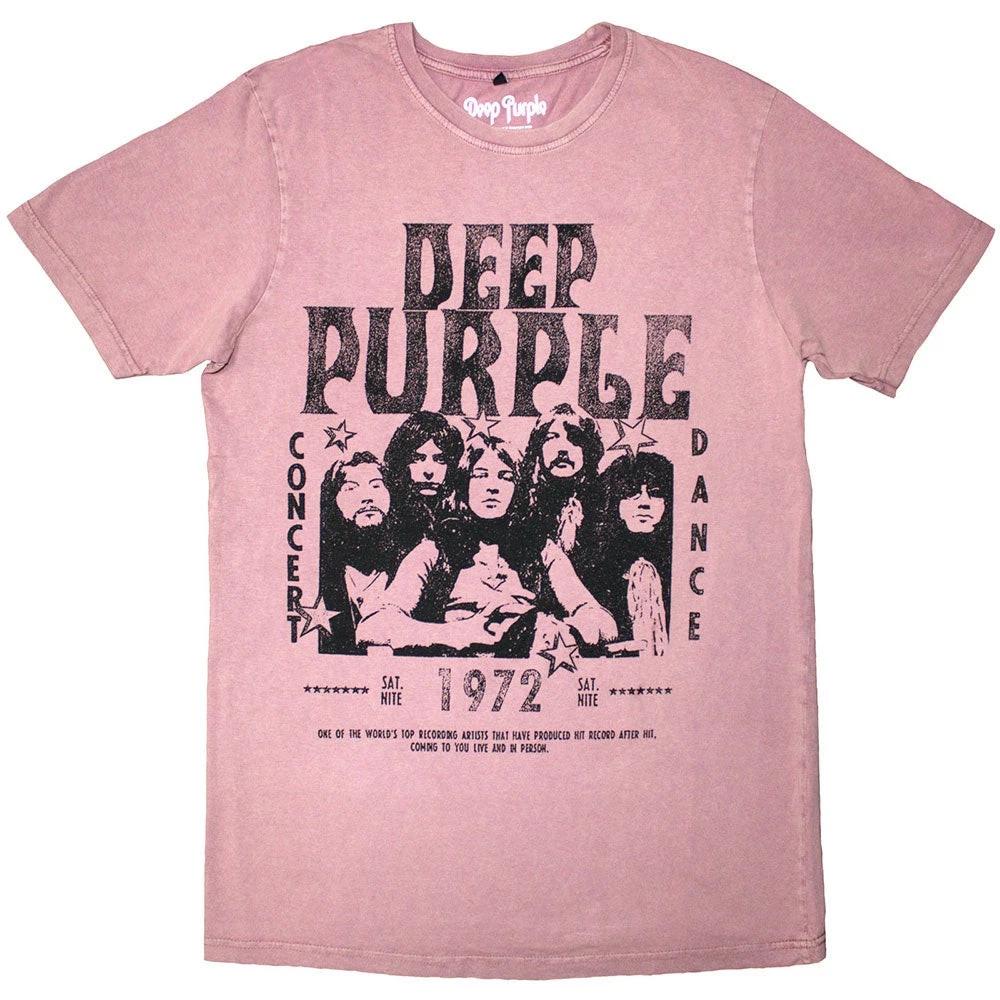 

Deep Purple Stone Wash T-Shirt: 1972 Concert (Kashmir Red) OFFICIAL NEW 4XL