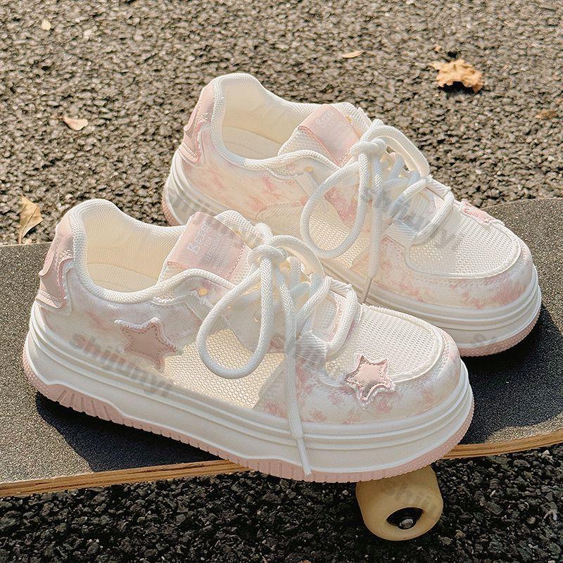 Fashion Women's Platform Sneakers New Mesh Breathable Height Increase Casual Shoes Lightweight Comfortable Lace Up Non Slip Sports Shoes
