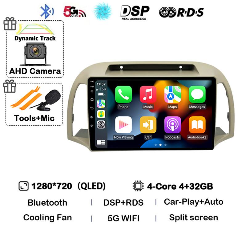 Android 14 Carplay WIFI+4G Für Nissan March Micra K12 2002 2003 2004-2010 Autoradio Multimedia Player GPS Stereo 2din Head Unit
