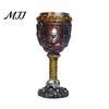 Dark Style Barware Horrible Resin Stainless Steel Skull Goblet, Retro Skeletal Wine Gothic Collectible Skeleton Mug Cocktail Glasses, Vintage