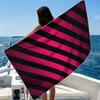 Magenta Gradient Diagonal Stripes Beach Towel Ultra-fine Fiber Quick Drying Absorbent Beach Swimming Vacationvacation Essentials