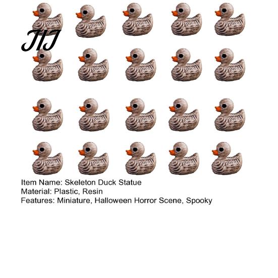 Creative Resin Sculpture Mini Skeleton Duck Figurines, Halloween Tiny Figures, Spooky Dark Decor Accessories Miniature Bone Statue for Graveyard