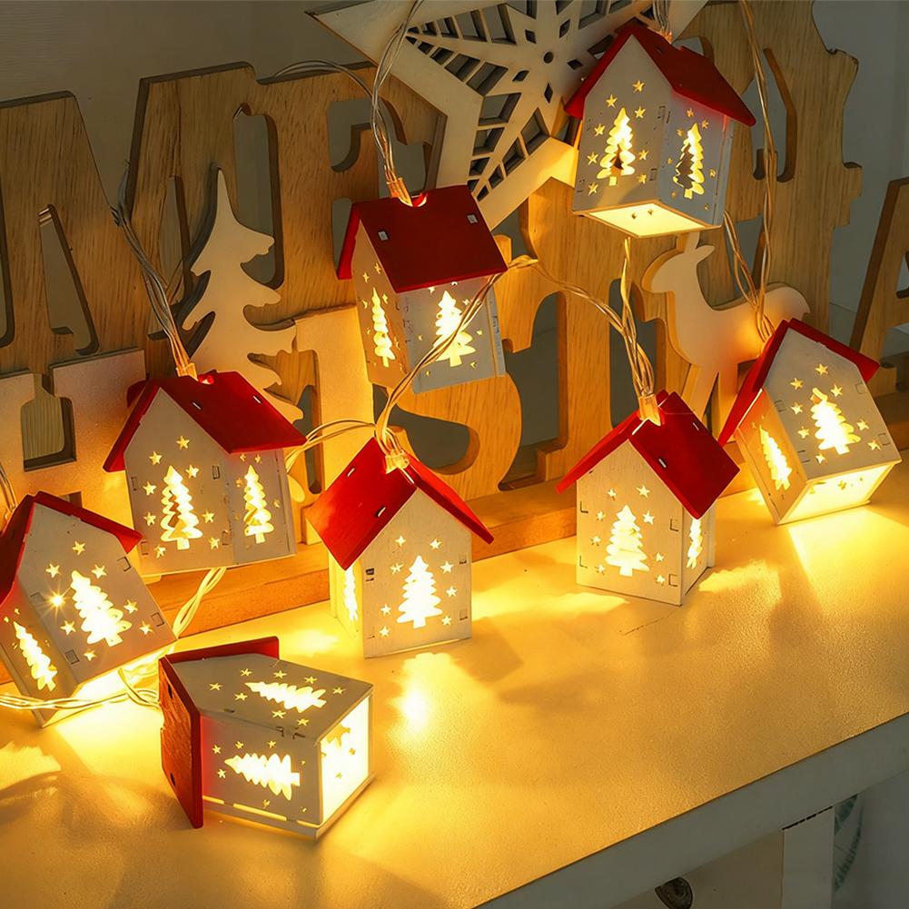 1.5/2/3m LED Christmas Decoration Wood House String Light Santa Claus Christmas Trees Battery USB String Lighting for Home Decor
