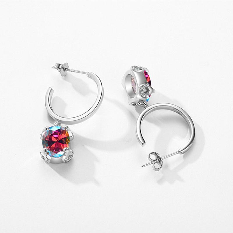 Damen-Ohrringe, S925-Sterlingsilber, bunte Zirkon-Ohrringe, modische Damen-Ohrringe