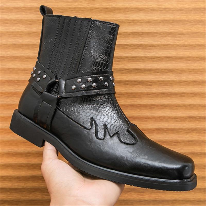 Móda Nová Zimní Móda Vysoké Tenisky Punk Nýt Chelsea Kotníkové Boty Hnědé Černé Pánské Ležérní Luxusní Značka Boty s Vysokým Svrškem Zapatos Hombre