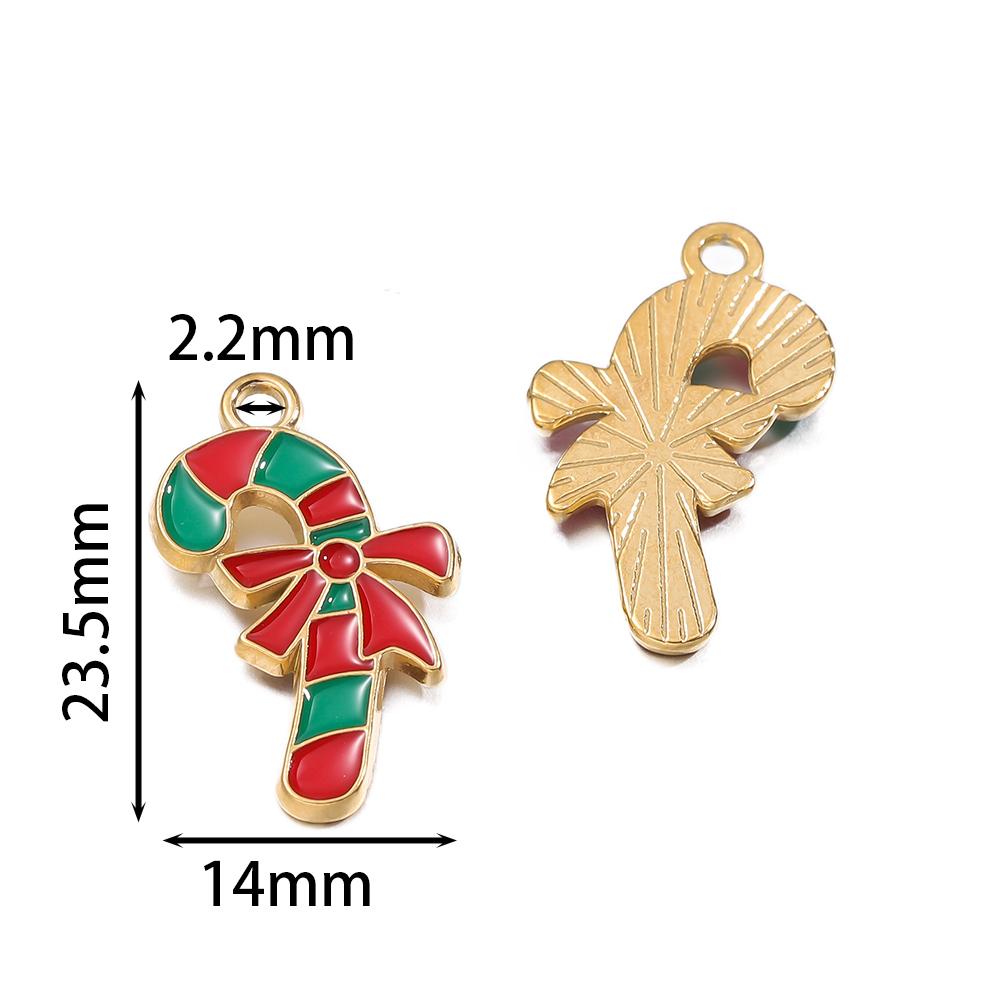 1pcs Stainless Steel Christmas Charms Gold Color Santa Claus Christmas Tree Enamel Pendants For DIY Earrings Necklaces Making