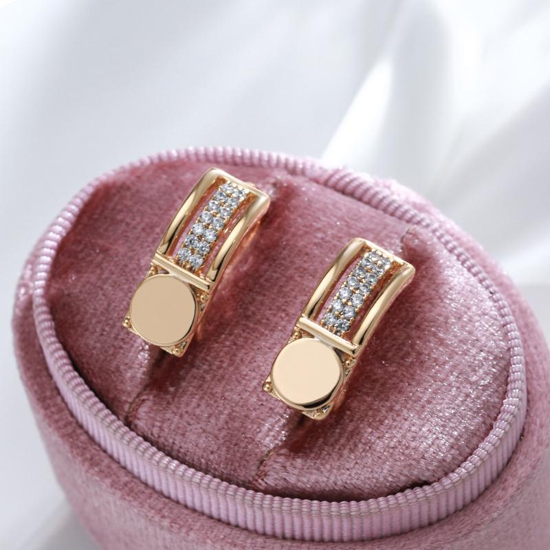 New Retro Glossy Hoop Earrings Rose Gold Color Fashion Wedding Jewelry Unique Modern Natural Zircon Drop Earrings