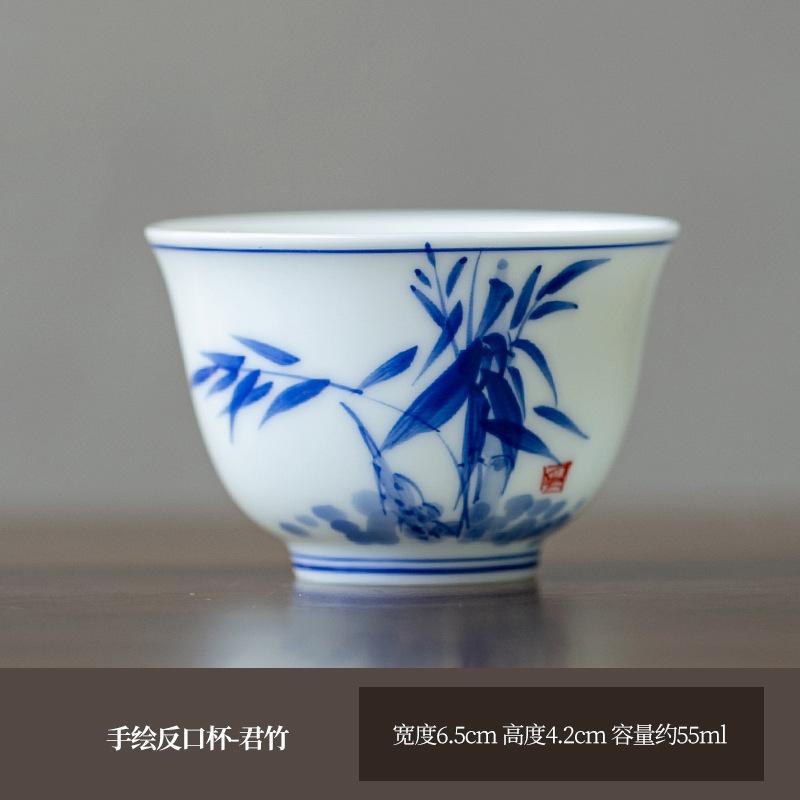

55ml Hand-painted Blue And White Landscape Teacups Ceramic Tea Mug Chinese Kung Fu Master Cup Small Tasting Teaware Drinkware About 55ml