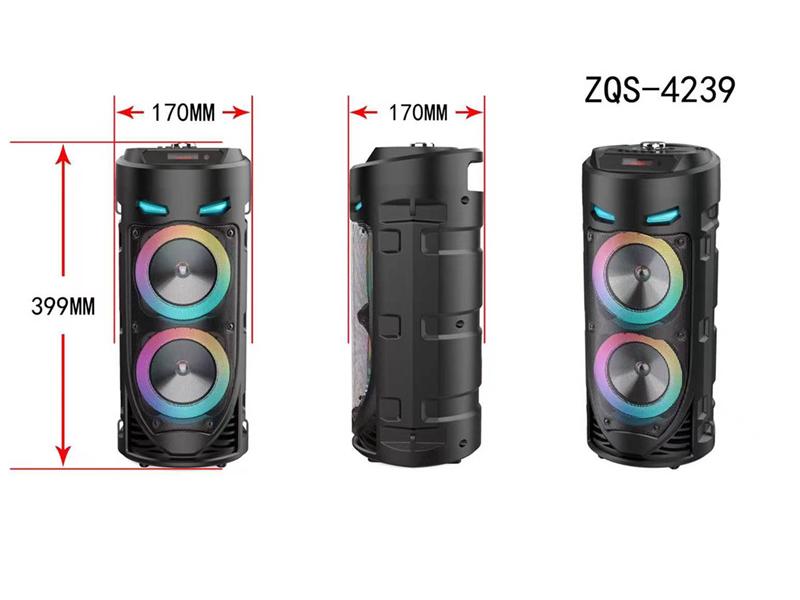 ZQS4239 Dual 4-inch Portable Bluetooth Speaker - Colorful Cylinder Design, High Power