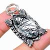 Black Rutile Gemstone Handmade 925 Sterling Silver Jewelry Pendant 2.17" j1U22