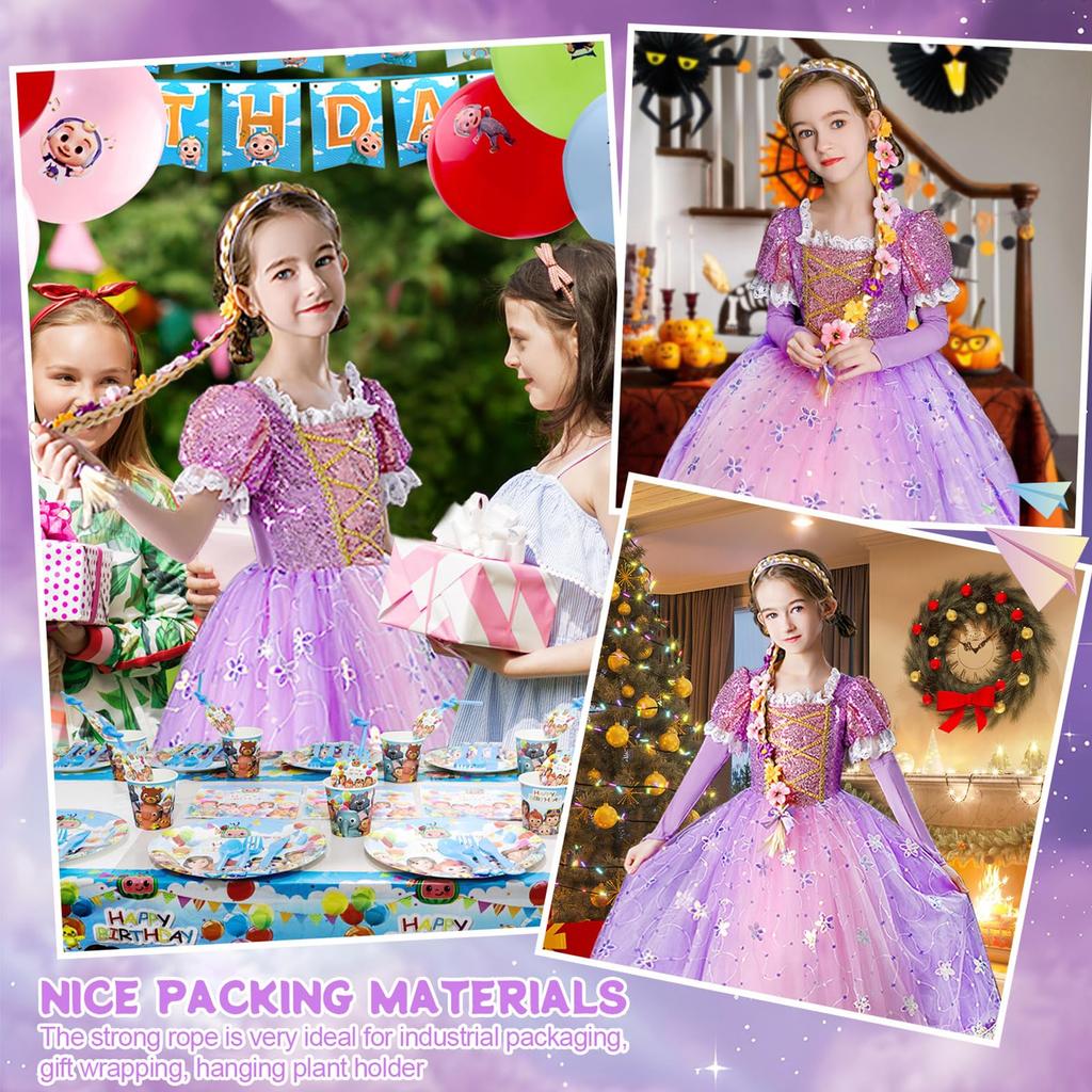 KALAOK Rapunzel-Style Dress, Children's Princess Dress, Cosplay Costume, Kids' Costume, Transformation, Includes Accessories, Purple, 100cm