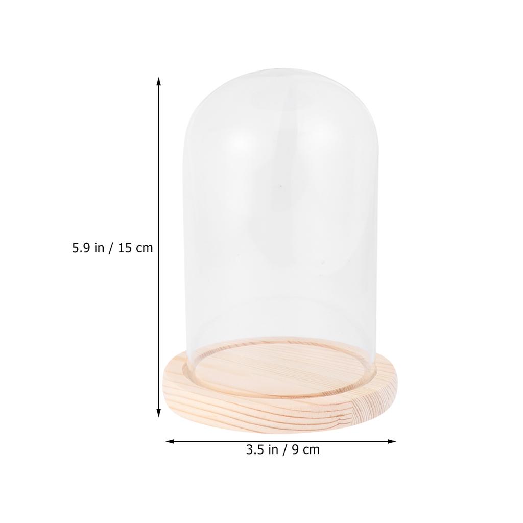 9X15Cm Eternal Flower Glass Dome Transparent Cover For Diy Craft Valentine Gift Wood Base Antislip Glass Flower