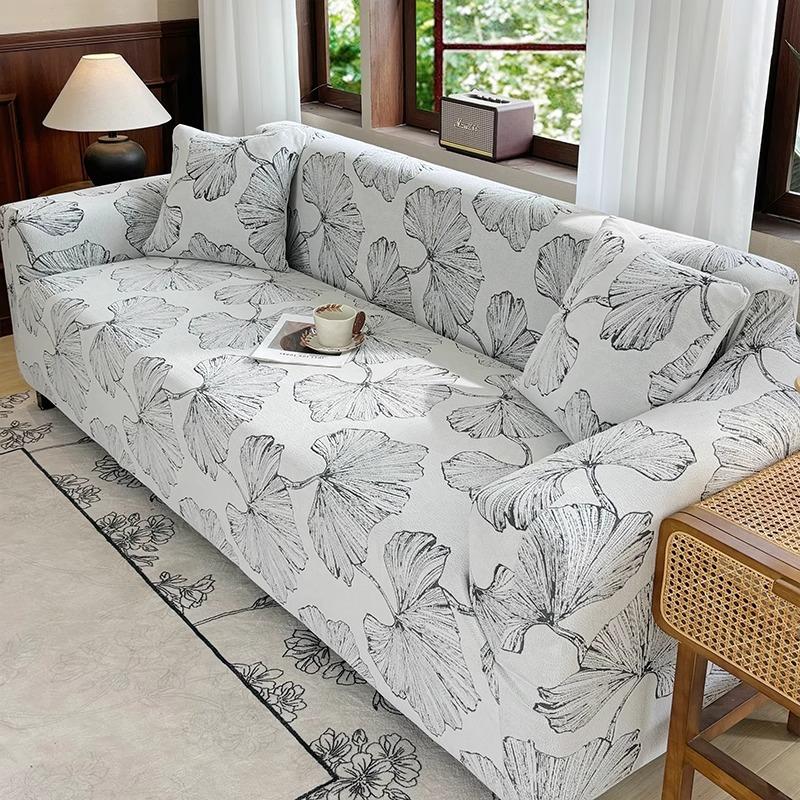 Mid Century Style New Four Season Universal Elastic Sofa Cover All Inclusive One Line Anti Cat Scratch Straight Sofa Upholstery