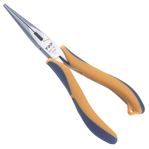 Top Industrial (TOP) Three-Piece Long Nose Pliers, 2.5mm Serrated Tip, Cuts 1.2mm Copper Wire, Spring Attached, RA3-150, Made in Tsubame-Sanjo, Japan