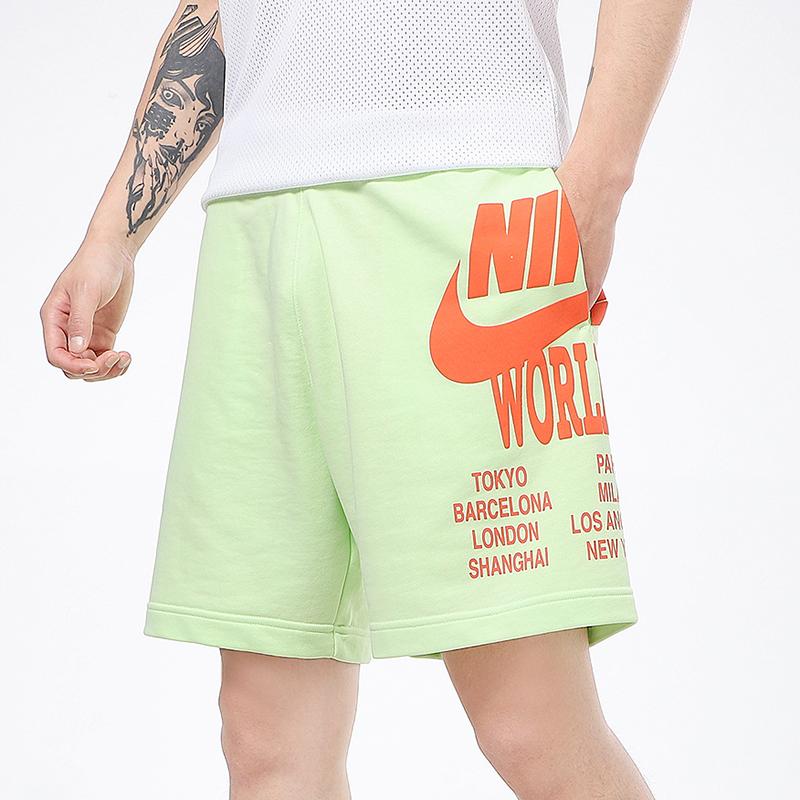 Nike NSW FT Shorts With Large Logo Print Knit Sport Regular Fit Men Bottoms Green DA0646-383