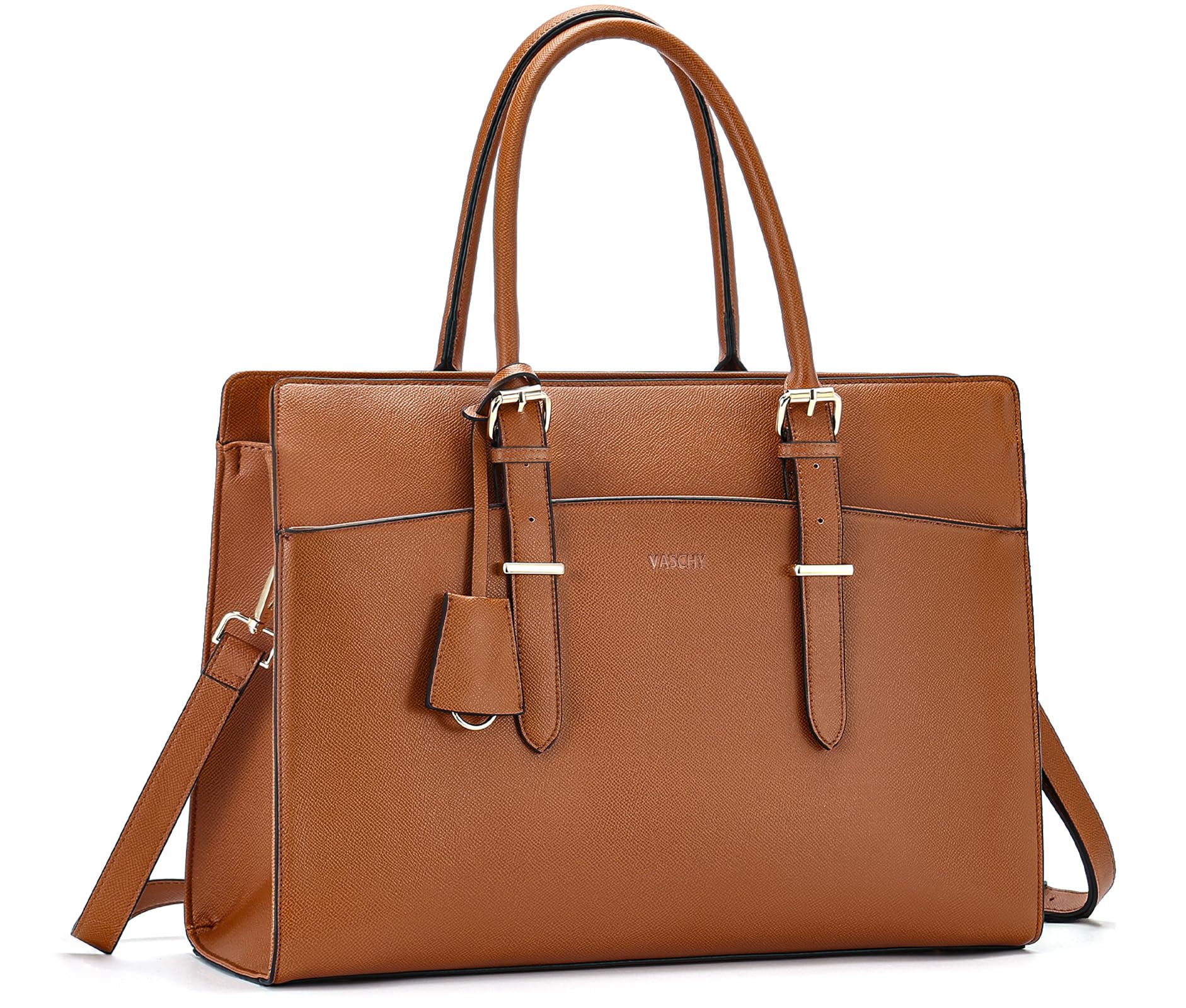 

VASCHY Tote Bag for Business Large PC Shoulder Business Brown Women, Bag, Capacity, 15.6-inch Bag, Handbag, Water-Repellent, Self-Standing, Bag, коричневий