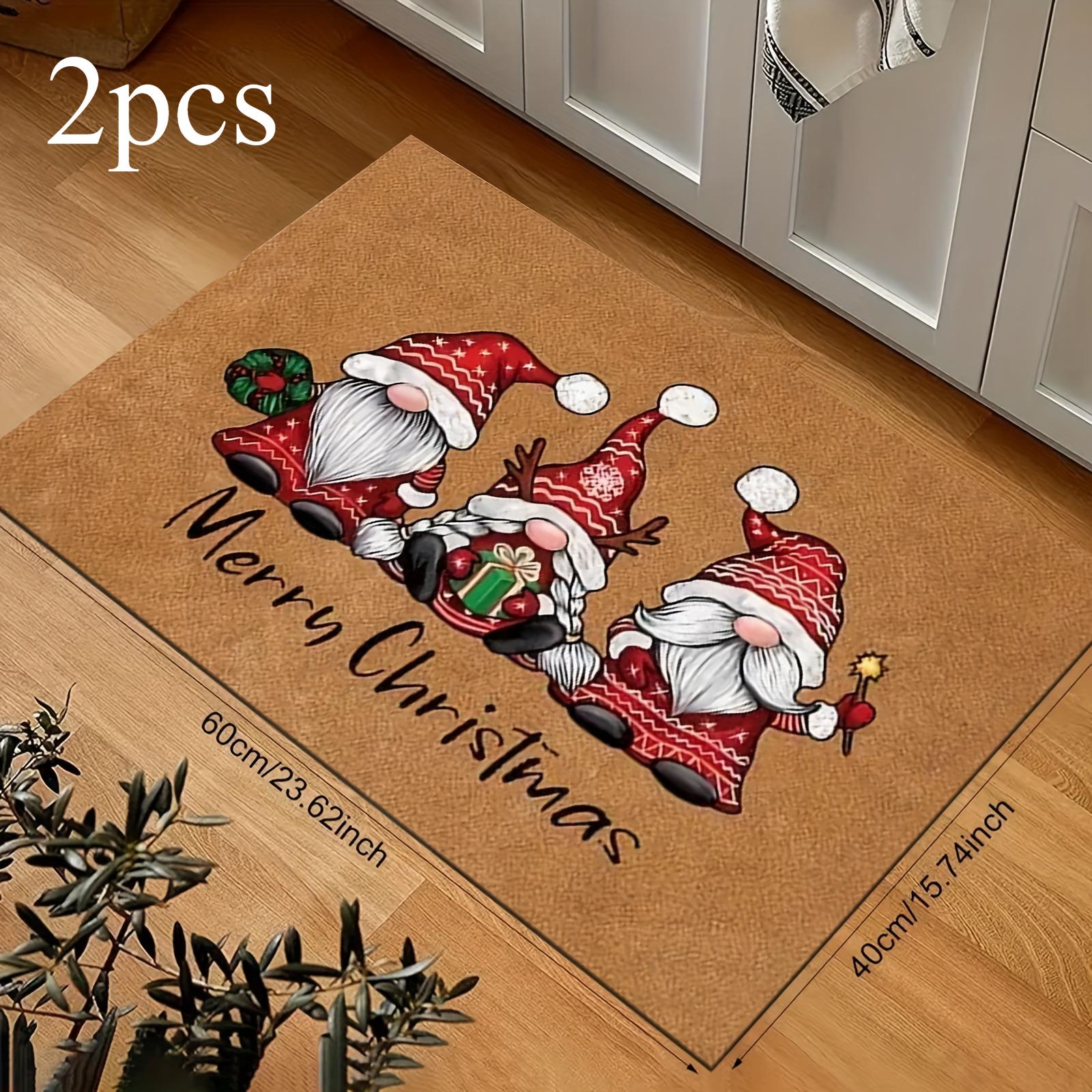 2pcs Merry Christmas Gnome Welcome Doormat,Festive Santa,Gnome Design, for home,Ultra Absorbent,Soft Texture оранжевый