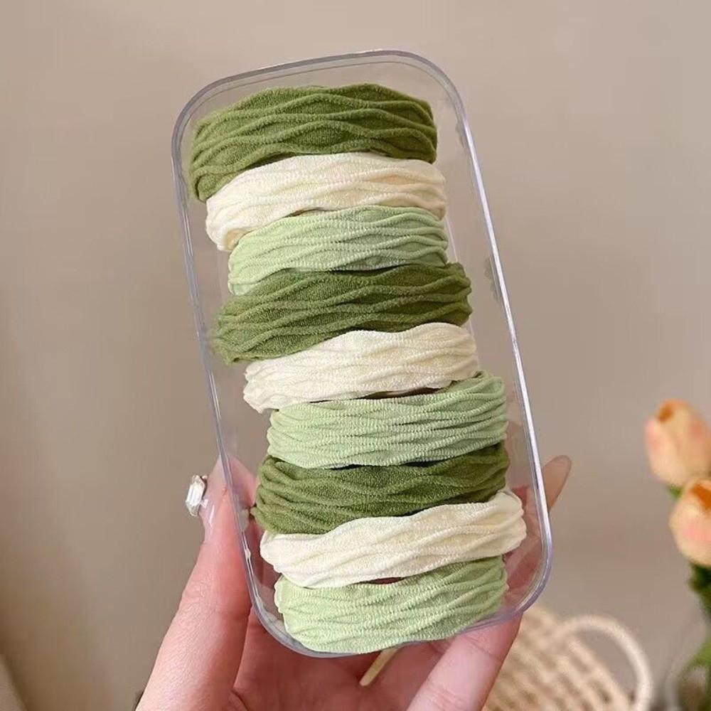 10Pcs Soft Stretchy High-Elasticity Hair Ties Thick Multi Color Seamless Elastic Hair Bands Durable Knitted Towel Fabric