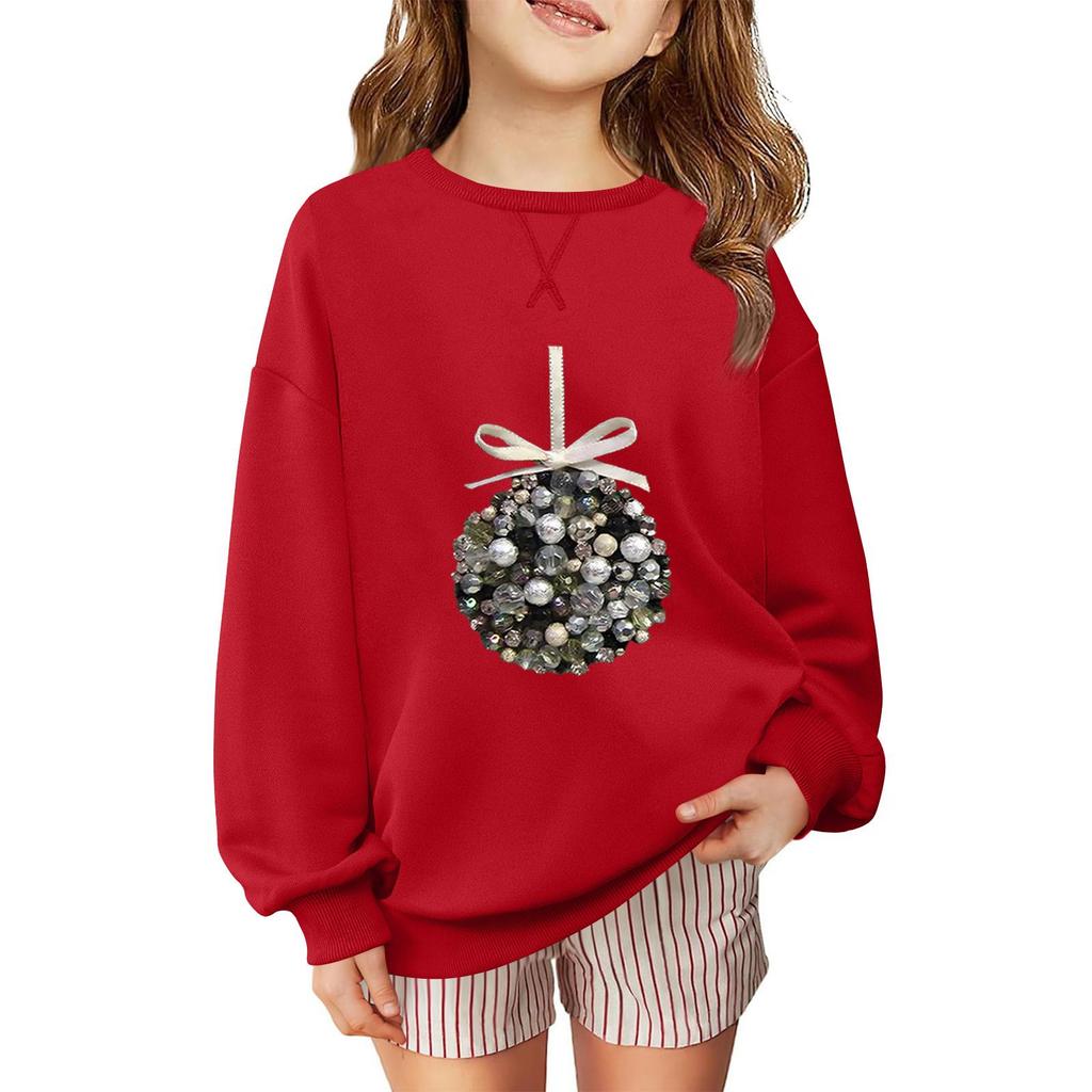 Children's Fashionable Casual Long-sleeved Loose Christmas Print Pullover Sweatshirt