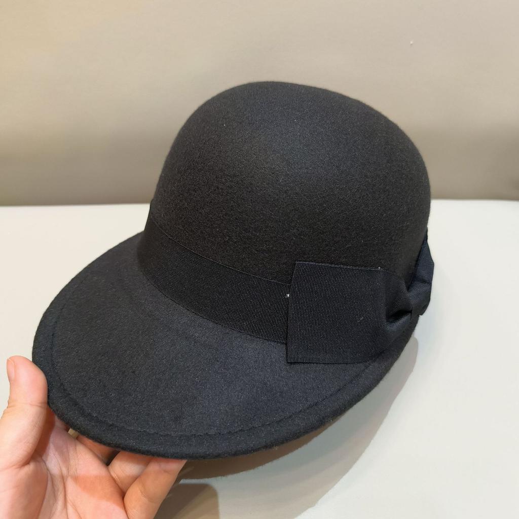 Japanese Bow Woolen Equestrian Hat Women'S Autumn And Winter Retro Casual Duckbill Hat Knight Hat Versatile Top Hat