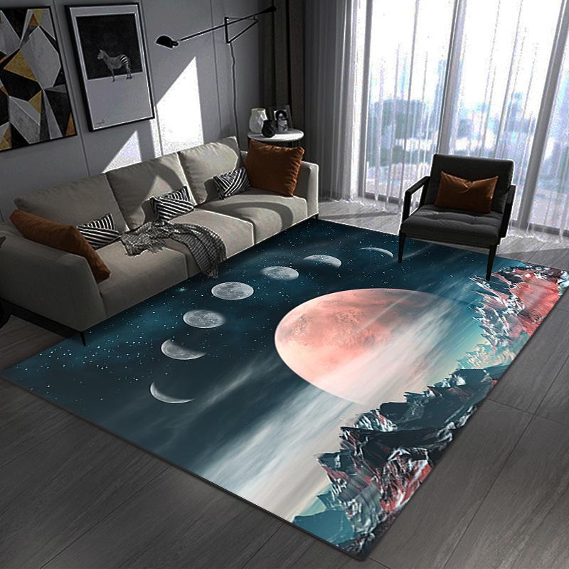Galaxy Planets Carpet Mat Spiral Nebula Rug Interstellar Vortex Stardust Cosmic 3D Effect Vibrant Home Decoration Floor Mats