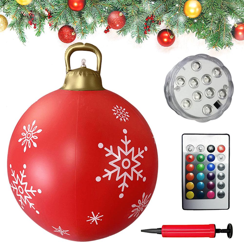 24 Inch Inflatable Christmas Balls Outdoor Christmas Decorations with Light and Remote Christmas Decorations Ball Holiday Decor