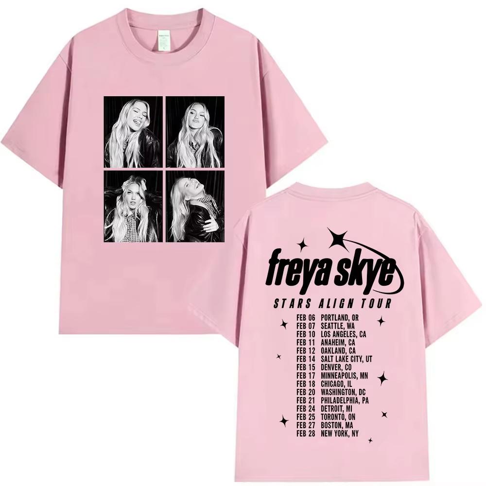 Singer Freya Skye 100cotton Unisexs Shirt Summer Stars Align Tour Album Graphics Womens Y2k Hip Hop Streetwear Tshirt