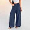 European and American women's clothing popular solid color elastic wide-leg pants