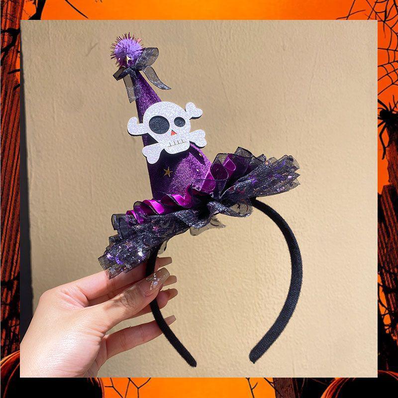 

Halloween Quirky Bat & Pumpkin Lace Headband with Witch Hat & Ghost Default