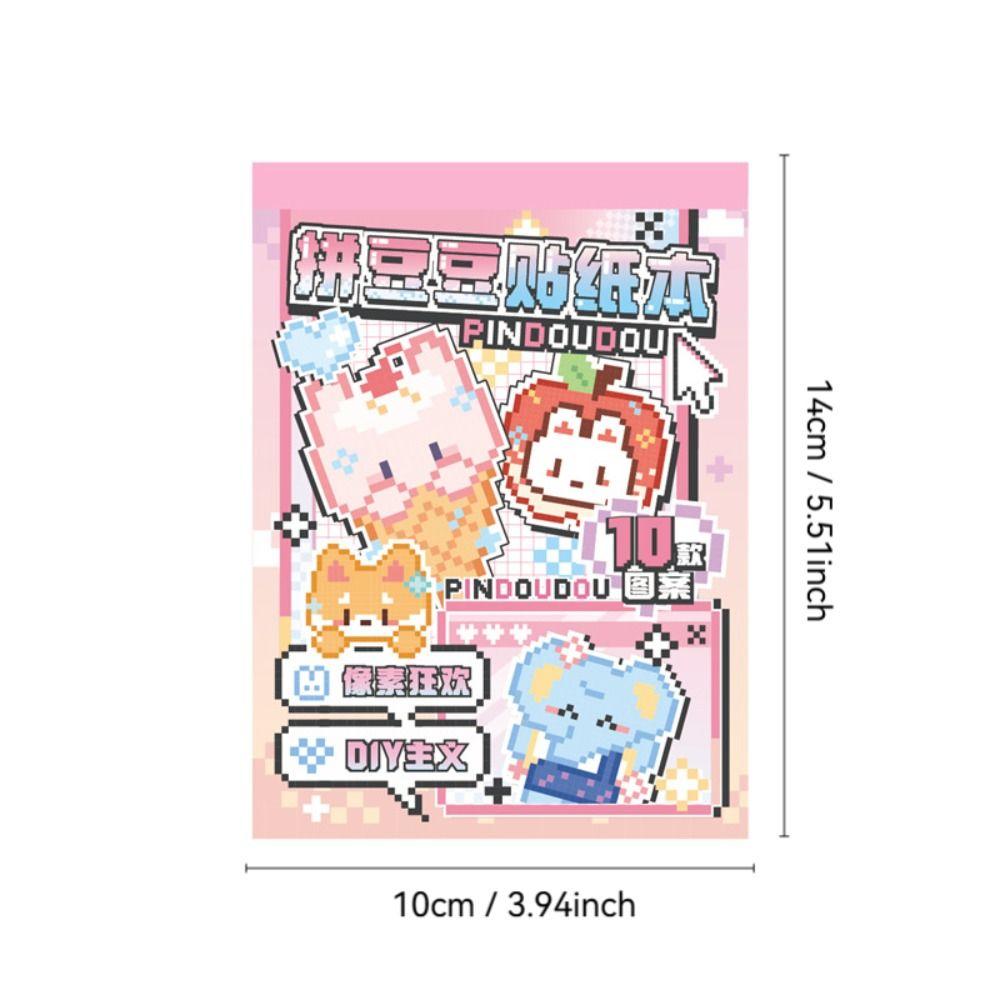 Cute Pixel Style Coloring Sticker Book Washi Paper DIY Collage Beans Stickers Gift Cartoon Scrapbook Sticker Diary Decoration