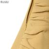 ZANZEA Women Casual Turn Down Collar Solid Color Long Sleeve Loose Long Shirt Dress