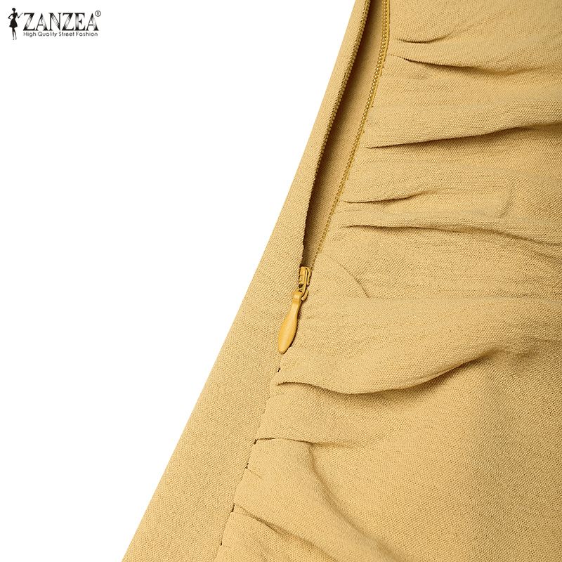 ZANZEA Women Casual Turn Down Collar Solid Color Long Sleeve Loose Long Shirt Dress