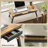 Bed Table, Height-Adjustable Laptop Table with Drawer, Foldable, for Sofa Working In Bed, Oak