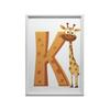 Giraff med bokstaven K - Glad affisch för barn Giraff med bokstaven K - Glad affisch för barn, 30X40 cm, Ram Trä Ljus Ek, Matt papper 230 g