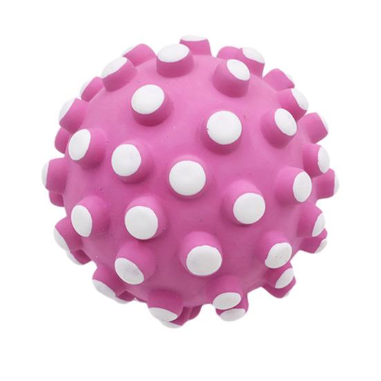 

Squeaky Dog Ball Latex Textured Ball Dog Chew Toy Teeth Cleaning Toy for Large Medium Small Dogs Interactive Fetch Game S розовый