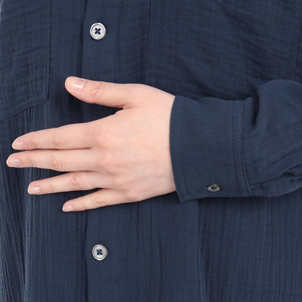 Aigle Cotton Gauze Long Shirt Dress ZEFAI67 Dark Navy Women's (Official)