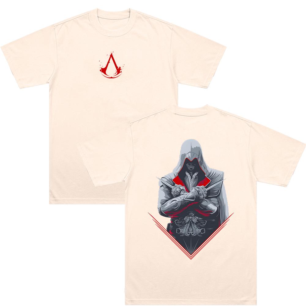 Assassin's Creed T-Shirt Retro Spielcharakter Grafikdruck T-Shirt Herren Mode Lässig Kurzarm T-Shirt Unisex Baumwolle T-Shirt