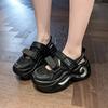 Fashion 7.5cm Air Mesh Synthetic Leather Sneakers Platform Wedge Flats Women Summer Hollow Hook Summer Bling Sandals Shoes
