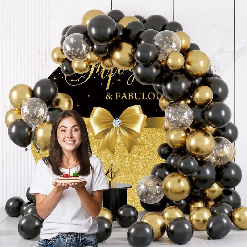 180/15x Romantic Black Gold Shining Sequin Balloons Latex Inflatable Balloon for Birthday Wedding Christmas Party Decor Supplies