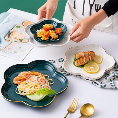 Creative Flower Shaped Plate Ceramic Steak Plate Salad Plate Fruit Plate Tableware Kitchen Supplies Dinnerwear