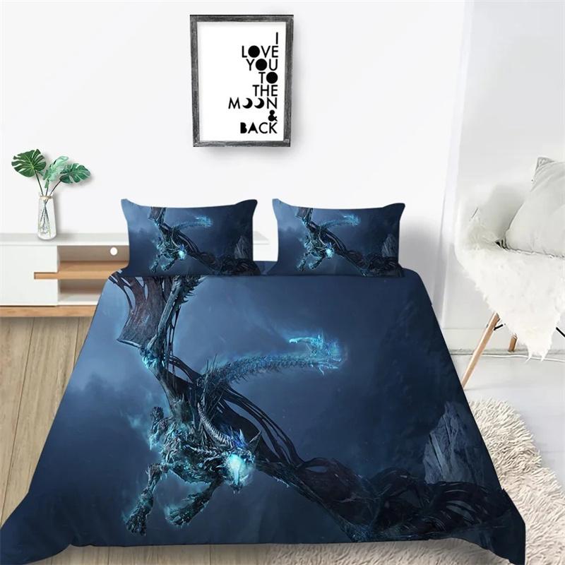 

Dragon Printed Duvet Cover King Queen Western Magic Dragon Bedding Collection Teen Adults Ancient Mythical Animal Polyester Quilt Cover 135X200cm-2pcs