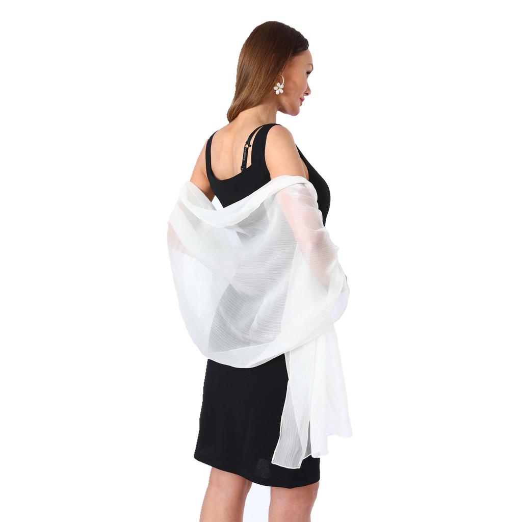 Banquet Evening Gown with Pearlescent Gauze Shawl for Brides, Bridesmaids, and Mothers