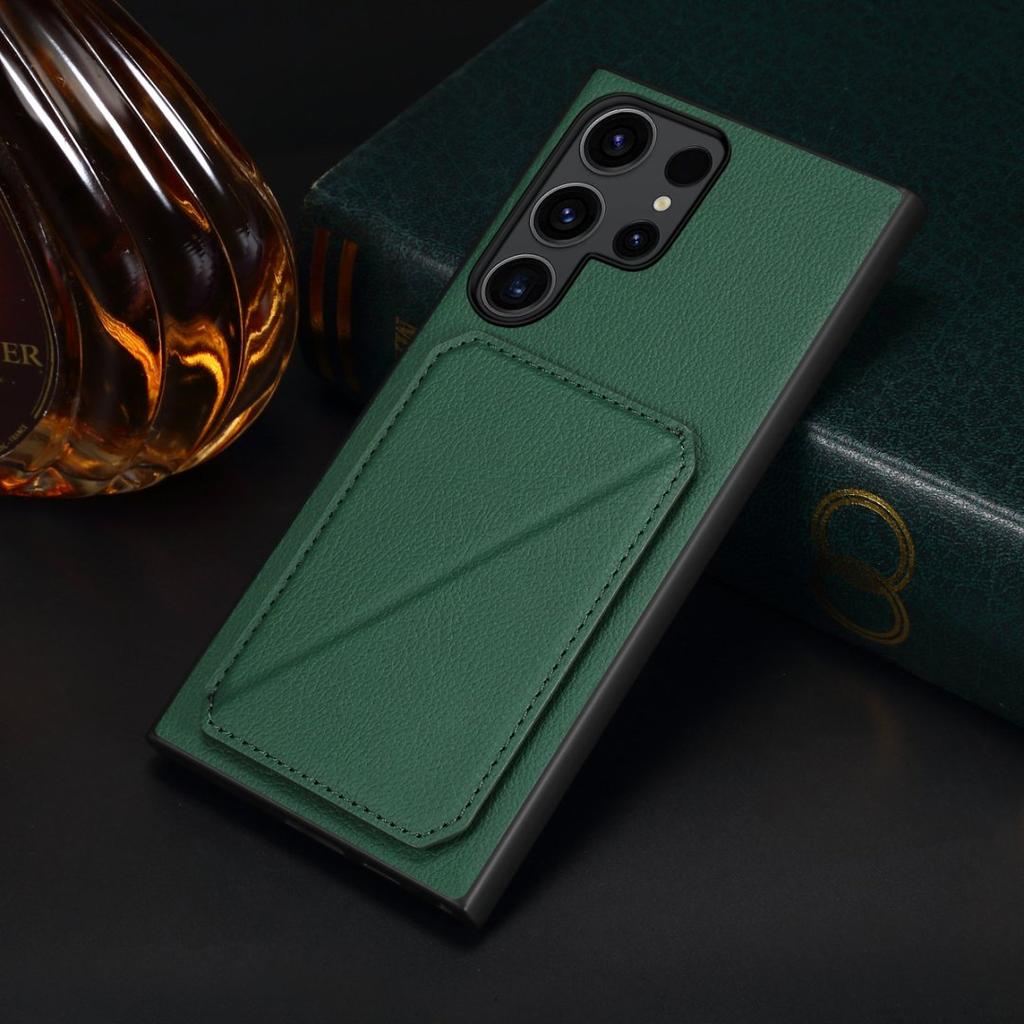 Denior Luxury Lychee Patterned PU Leather Camera Protector Screen Protector Phone Case for S25/S24/S23/A36/A56 Series (1