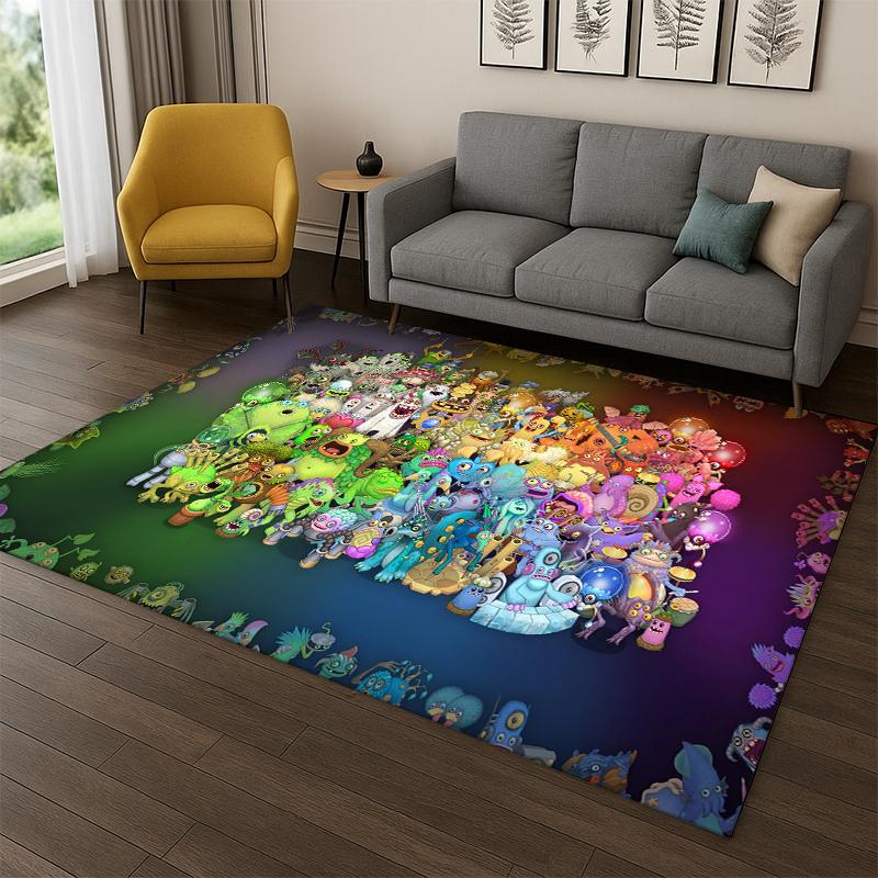 Music Game My Singing Monsters Cartoon Carpet Rug for Bedroom Living Room Sofa Playroom Doormat Home Decor,Kid Area Rug Non-slip
