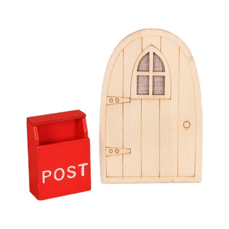 10PCS Christmas Genius Fairy Door Decorations Kit Magic Door for Wall Wooden Enchanted Genius Miniature Xmas Miniature Decor