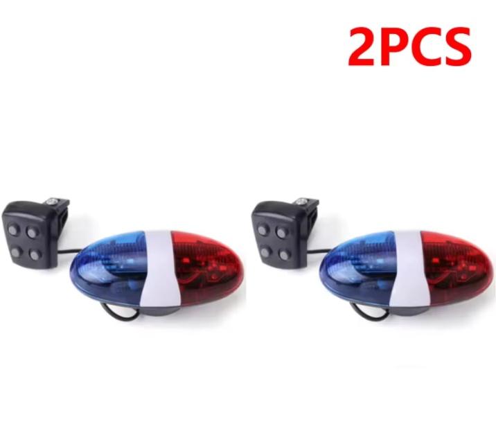 6 LED 4 Tóny Zvuky Zvonek na kolo Světlo policejního auta Elektronická houkačka Siréna pro Děti Dětské Kolo Koloběžka Cyklistická Lampa Příslušenství