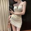 Sexy Lace Splicing Suspender Dress 2026 Summer Fishbone Waist Short Slim Fit Pure Hip Skirt Tide