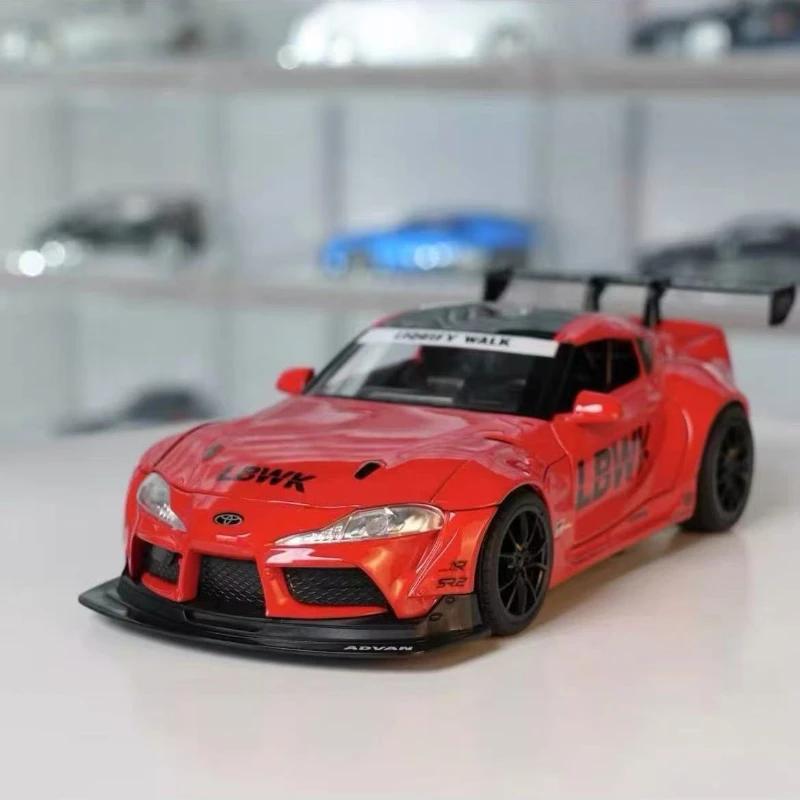 FAJC5 1:22 Toyota SUPRA Alloy Racing Car Model Diecasts & Toy Metal Vehicles Car Model High Simulation Sound and Light Kids Gifts