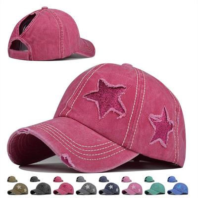 Baumwolle Pferdeschwanz Baseball Caps Frauen Hut Sterne Baseball Kappe Papa Hut Für Mädchen Kappe